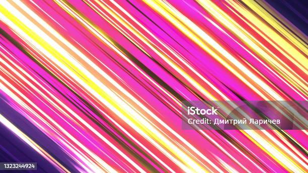 Diagonal Anime Speed Lines Fast Speed Neon Glowing Flashing Lines Streaks 3d Rendering Stock Photo - Download Image Now
