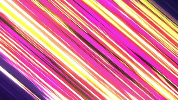 Diagonal anime speed lines. Fast speed neon glowing flashing lines streaks. 3d rendering.
