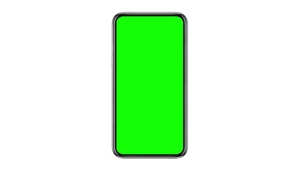 istock Smartphone with blank green screen, front view, isolated on white background. 3d rendering 1323245892
