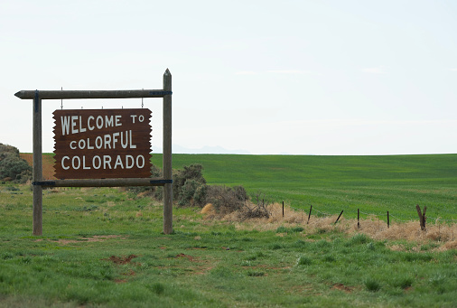 Sign for Welcome to Colorful Colorado with copy space