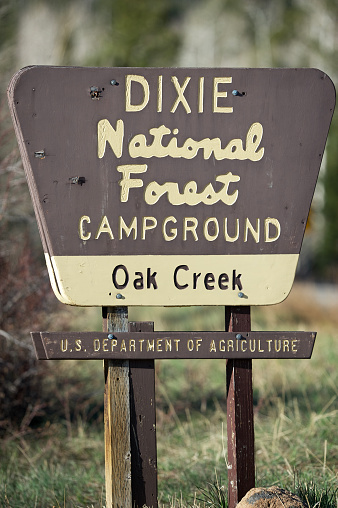 Sign for Oak Creek Campground in Dixie National Forest