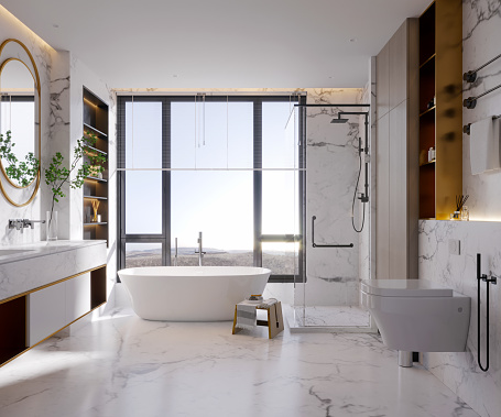 3d render of modern luxury bathroom