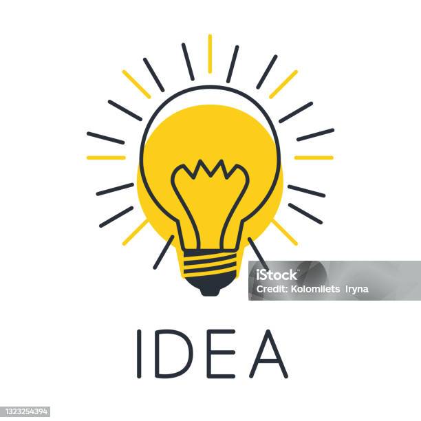 Glödlampa Med Solstrålar Idéskylt Lösning Tänkande Koncept Belysning Elektrisk Lampa Elektricitet Glans Glödlampa Ikon Vektor-vektorgrafik och fler bilder på Datorgrafik
