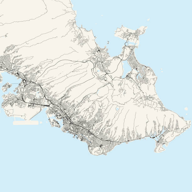 ilustrações, clipart, desenhos animados e ícones de mapa vetorial de honolulu, havaí eua - hanauma bay hawaii islands oahu bay