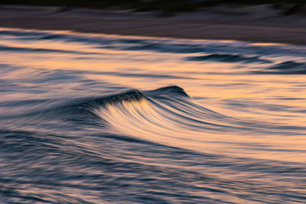 Artistic photograph of pink cresting ocean wave