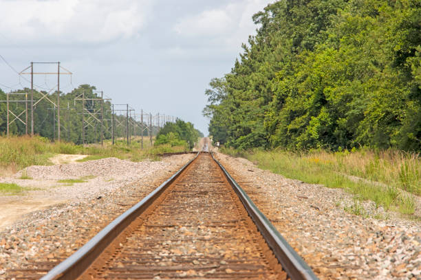 istock Railroad tracks going off in the distance 1323264673