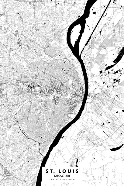 St. Louis, Missouri USA Vector Map Poster Style Topographic / Road map of St. Louis, Missouri, USA United States of America. Original map data is open data via © OpenStreetMap contributors. All maps are layered and easy to edit. Roads are editable stroke. st louis skyline stock illustrations