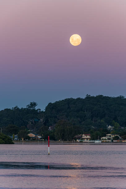 istock Nearly a full moon, sunset waterscape 1323269042
