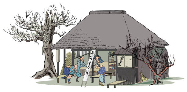 illustrations, cliparts, dessins animés et icônes de chaya sur le lieu de repos du col - edo period