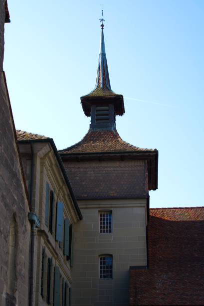 istock Medieval Tower and building at old town of Payerne. 1323280441