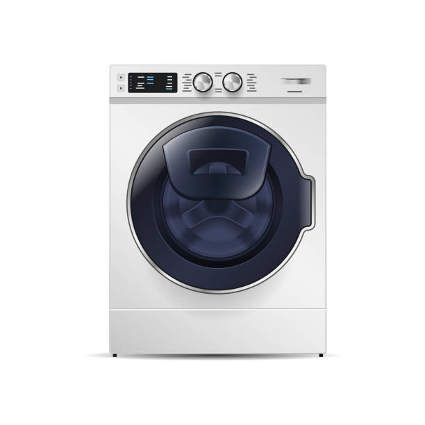 istock washing machine isolated on white background front view of steel washer domestic household appliance 1323282962