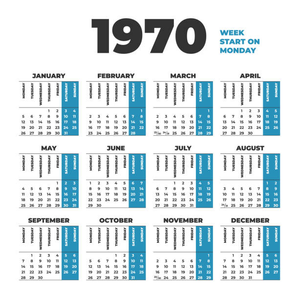 istock Historic vector calendar of 1970. Start on Monday 1323283134