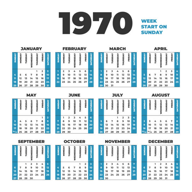 istock Historic vector calendar of 1970. Start on Sunday 1323283139