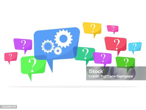 Last Question Image Question Marks In Speech Bubbles And Problem Solving Mechanisms Stock ...