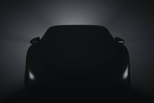 istock Silhouette of an unrecognizable car prototype. Front view. Automotive 1323288303