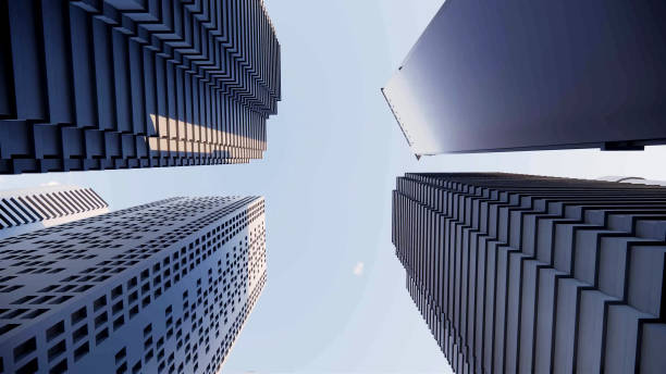 istock low angle view of the skyscrapers 3d rendering building . 1323292763