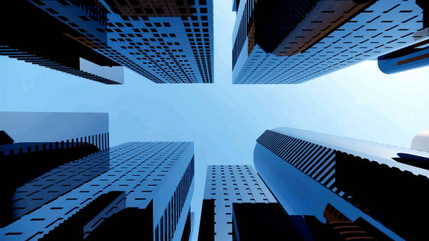 istock low angle view of the skyscrapers 3d rendering building . 1323292771