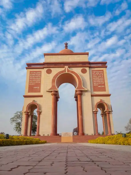 The Sabhyata Dwar or Civilization Gate is a sandstone arch monument located on the banks of River Ganga in the city of Patna in the Indian state of Bihar. Translation: Quotes written in Hindi.
