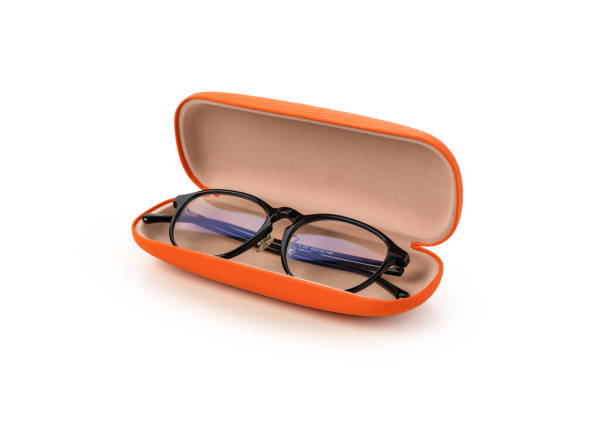 istock Orange leather glasses box on white background 1323297731