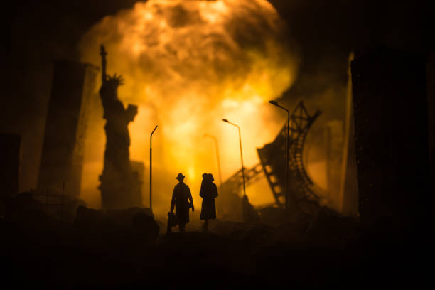 istock Nuclear war concept. Explosion of nuclear bomb. Creative artwork decoration in dark. 1323302962