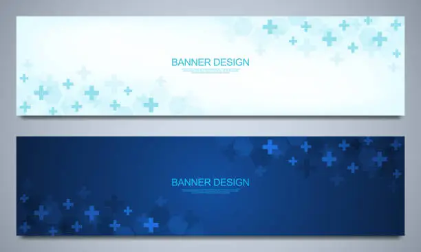 Vector illustration of Banner design template. Concept and idea for health care business, medical research, healthcare technology, science