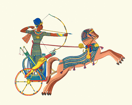 Vintage illustration, Ancient Egyptian chariot archer, Warfare in the ancient world