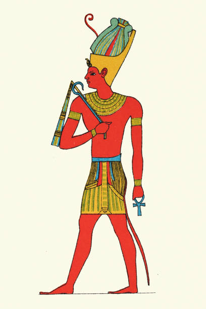древнеегипетская божественная фигура человека, птолемея ii филадельфа, фараона птолемеевского египта - фараон иллюстрации stock illustrations