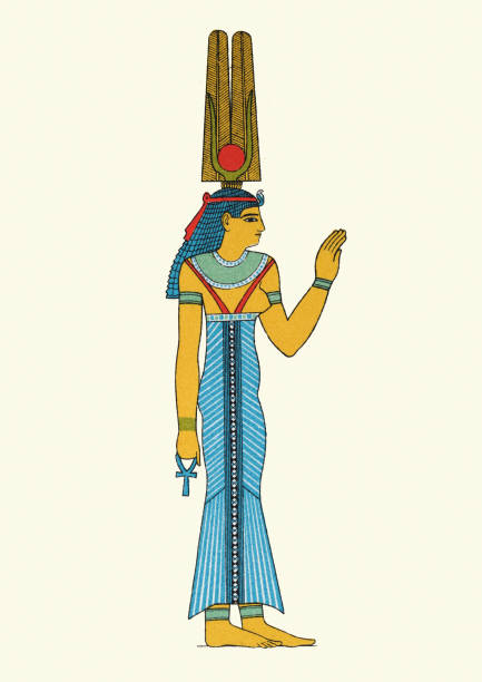 ilustraciones, imágenes clip art, dibujos animados e iconos de stock de cleopatra iii reina de egipto, figura divina egipcia de una mujer - traje de reina egipcia