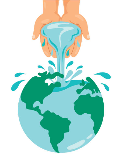 ilustrações, clipart, desenhos animados e ícones de conceito do dia da água da palavra - conservação da água