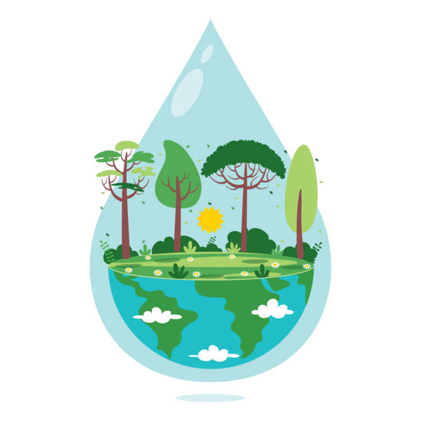 illustrazioni stock, clip art, cartoni animati e icone di tendenza di concetto di word water day - drop water cartoon raindrop