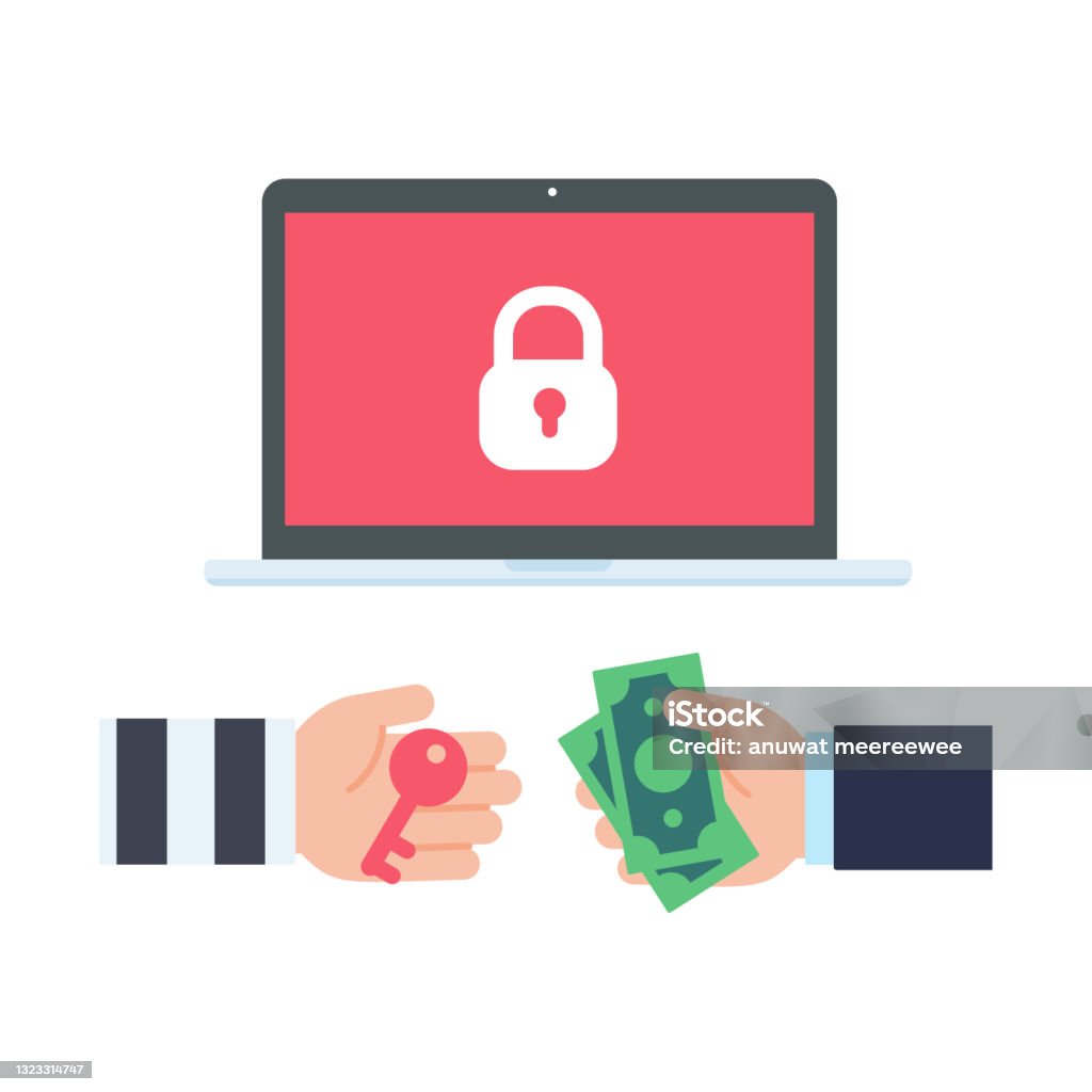 Computer Screen With Lock Or Ransom Message Computer With Red Screen The Concept Of Ransom Computer Virus Infection ...