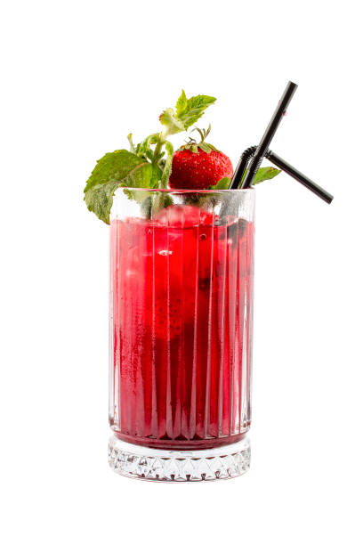 istock Lemonade with strawberries and mint on a white background. Isolated 1323319587
