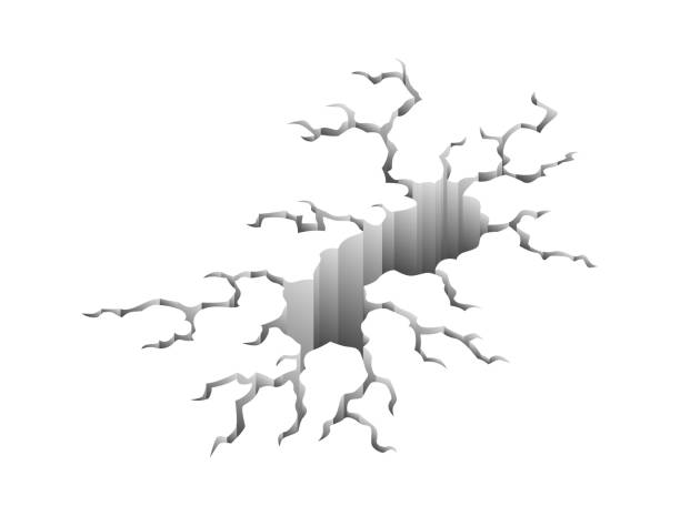 istock Crack after earthquake. Hole in ground and destruction crack. Dry earth cracking or destruction hole. Isolated vector. Cracked surface 1323321749