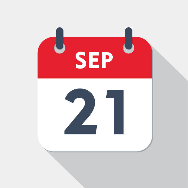 ilustraciones, imágenes clip art, dibujos animados e iconos de stock de icono del calendario diario - 21 de septiembre - calendar time deadline autumn