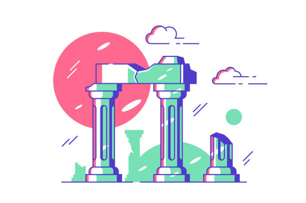 античные разрушенные колонны старого города - empire stock illustrations