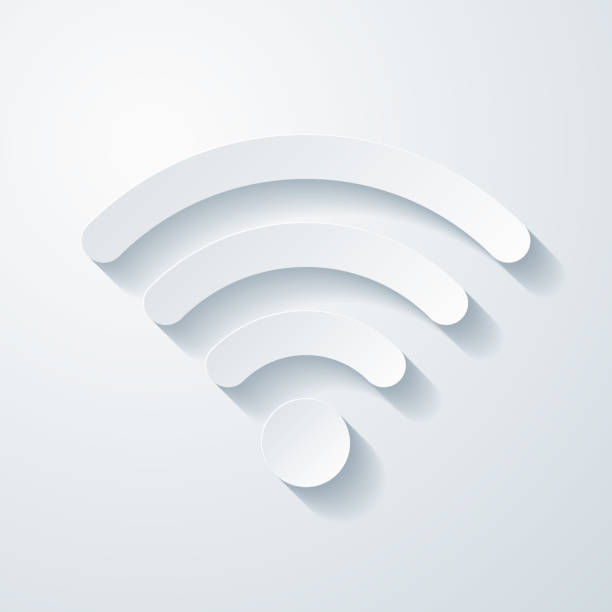 ilustrações, clipart, desenhos animados e ícones de wi-fi. ícone com efeito de corte de papel em fundo em branco - wireless signal
