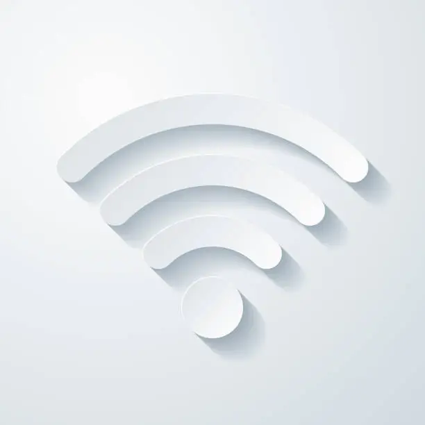 Vector illustration of Wifi. Icon with paper cut effect on blank background