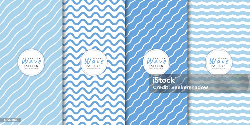 Line Pattern Baby Blue Geometric Wavy Lines Pattern Set Blue Background Baby Design Baby ...
