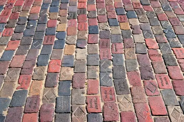 Vintage brick road at historic St. Augustine, Florida.