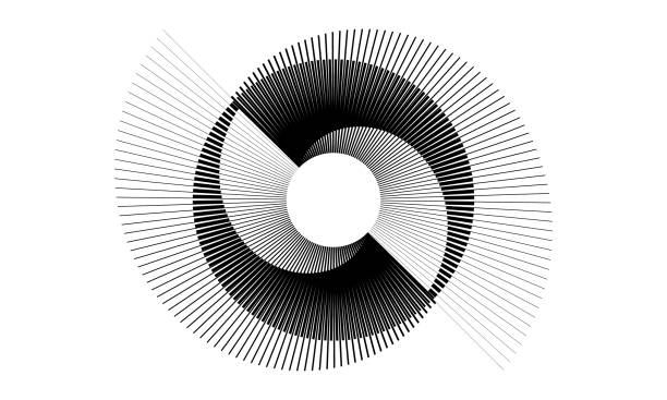 동적 추상 벡터 배경 또는 로고 또는 아이콘으로 선이 있는 나선형입니다. 음과 양 기호. - illusion spiral black white stock illustrations