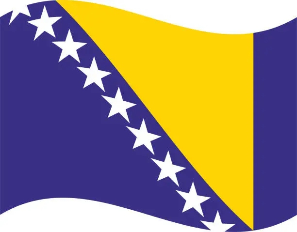 Vector illustration of Bosnia and Herzegovina waving flag