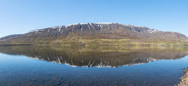 Photo of Lake Ljosavatn in North Iceland near Akureyri in summer day.