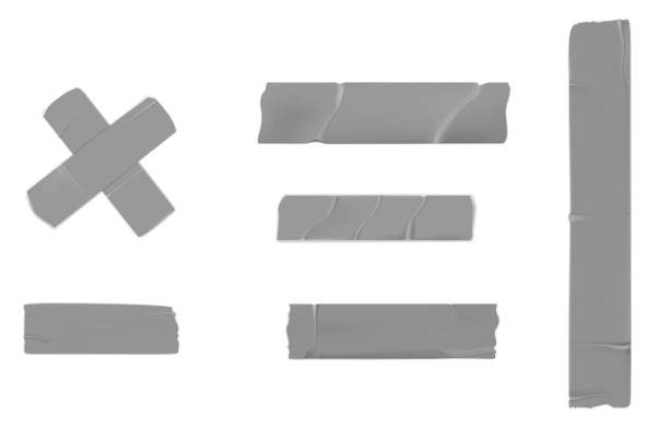白で分離された灰色の粘着テープセット - isolated on gray点のイラスト素材／クリップアート素材／マンガ素材／アイコン素材