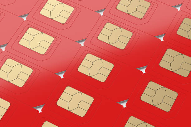 istock SIM cards arranged in a row. 3D rendering illustration. 1323348977