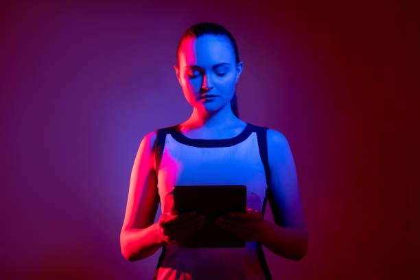 istock cyber communication ict network neon woman tablet 1323350059