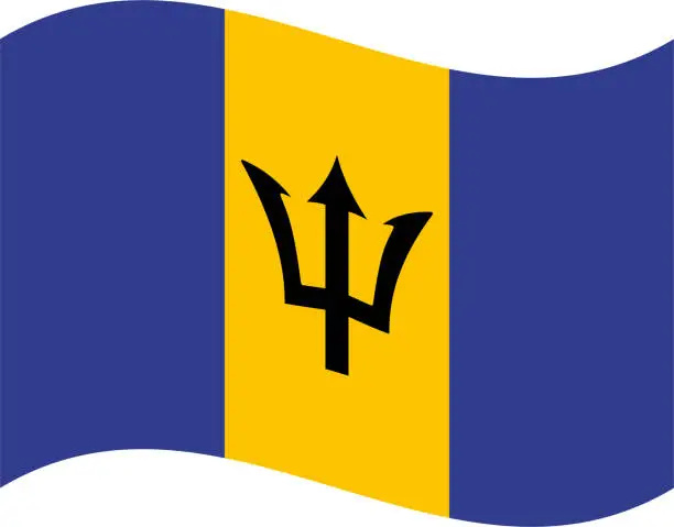 Vector illustration of Barbados waving flag