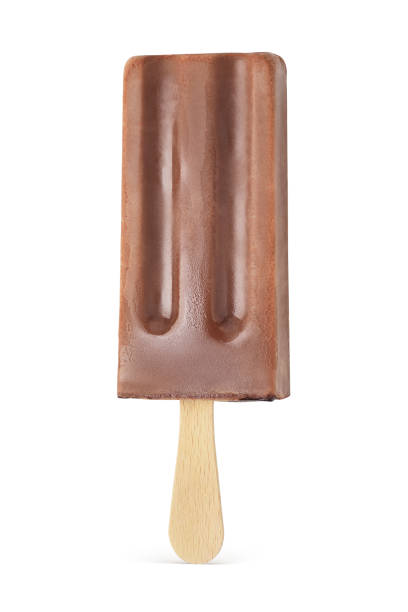 Brown chocolate popsicle ice cream isolated on white background.