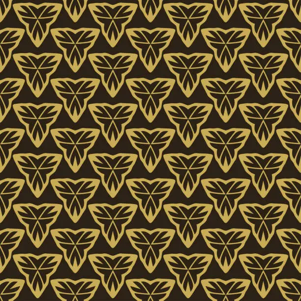 Vector illustration of Modern background pattern with gold geometric ornament on black background, wallpaper. Seamless pattern, texture. Vector image