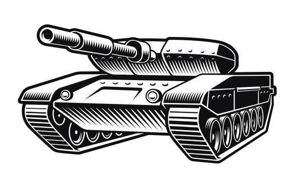 탱크의 흑백 벡터 그림 - tank stock illustrations