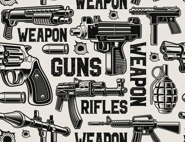 Vector illustration of weapon seamless background